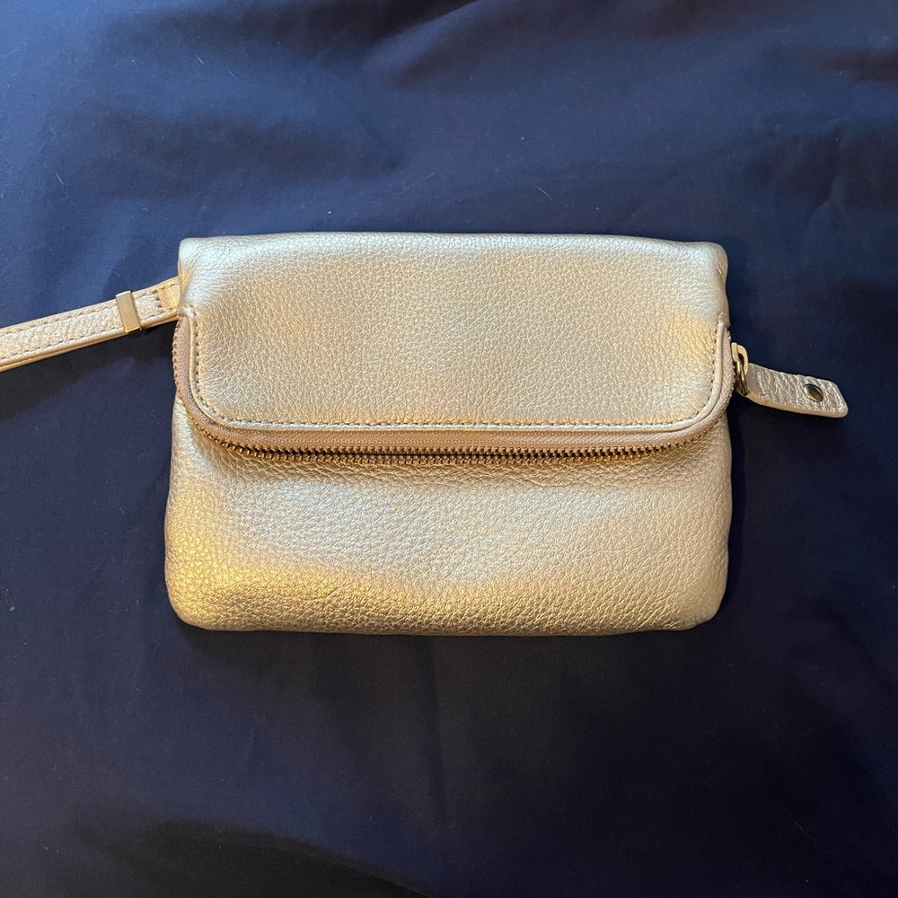 Talbots Gold Clutch with Textured Leather Design